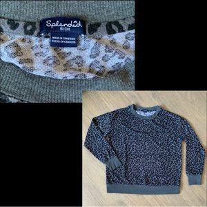 Splendid Grey-Black Leopard Print Long Tee, Size S